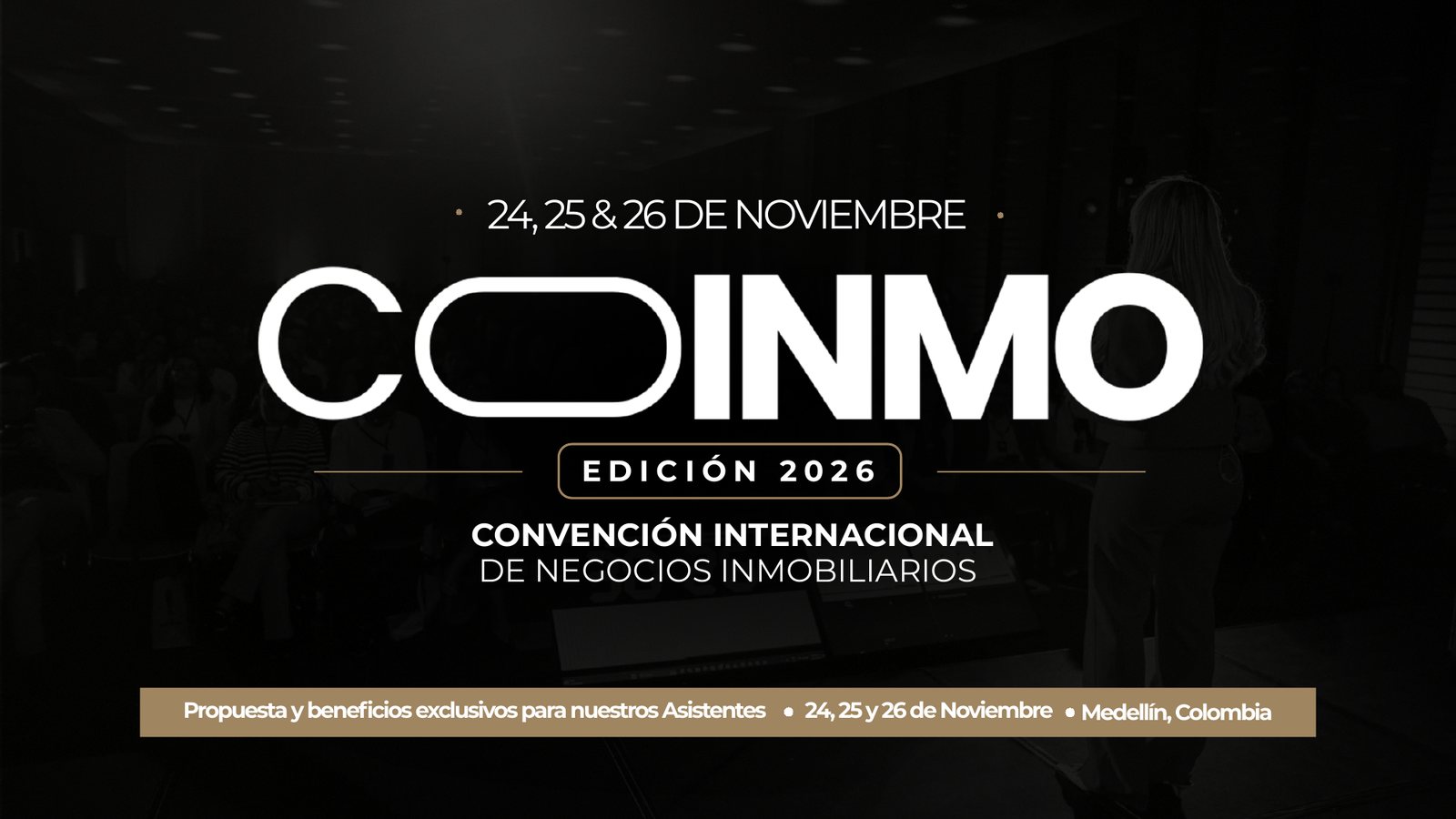 Portada oficial de COINMO 2026: Convención Internacional de Negocios Inmobiliarios, 24, 25 y 26 de noviembre en Medellín.